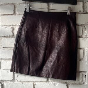 Burgundy Brown Textured Women's Skirt high rise darted waist